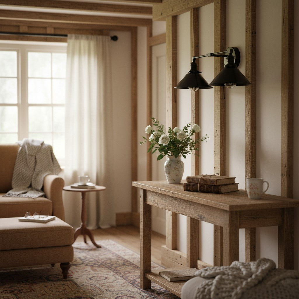 Conique Metal Dual Black Sconce with Cone Shades - Industrial Vanity Wall Light for Mirror