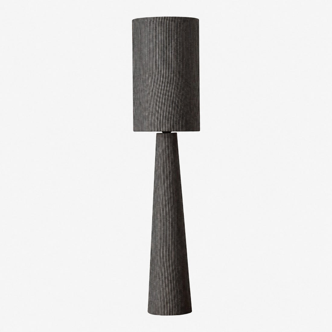 Gray Striped Fabric Floor Lamp