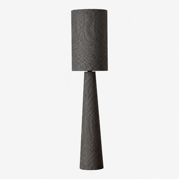 Gray Striped Fabric Floor Lamp