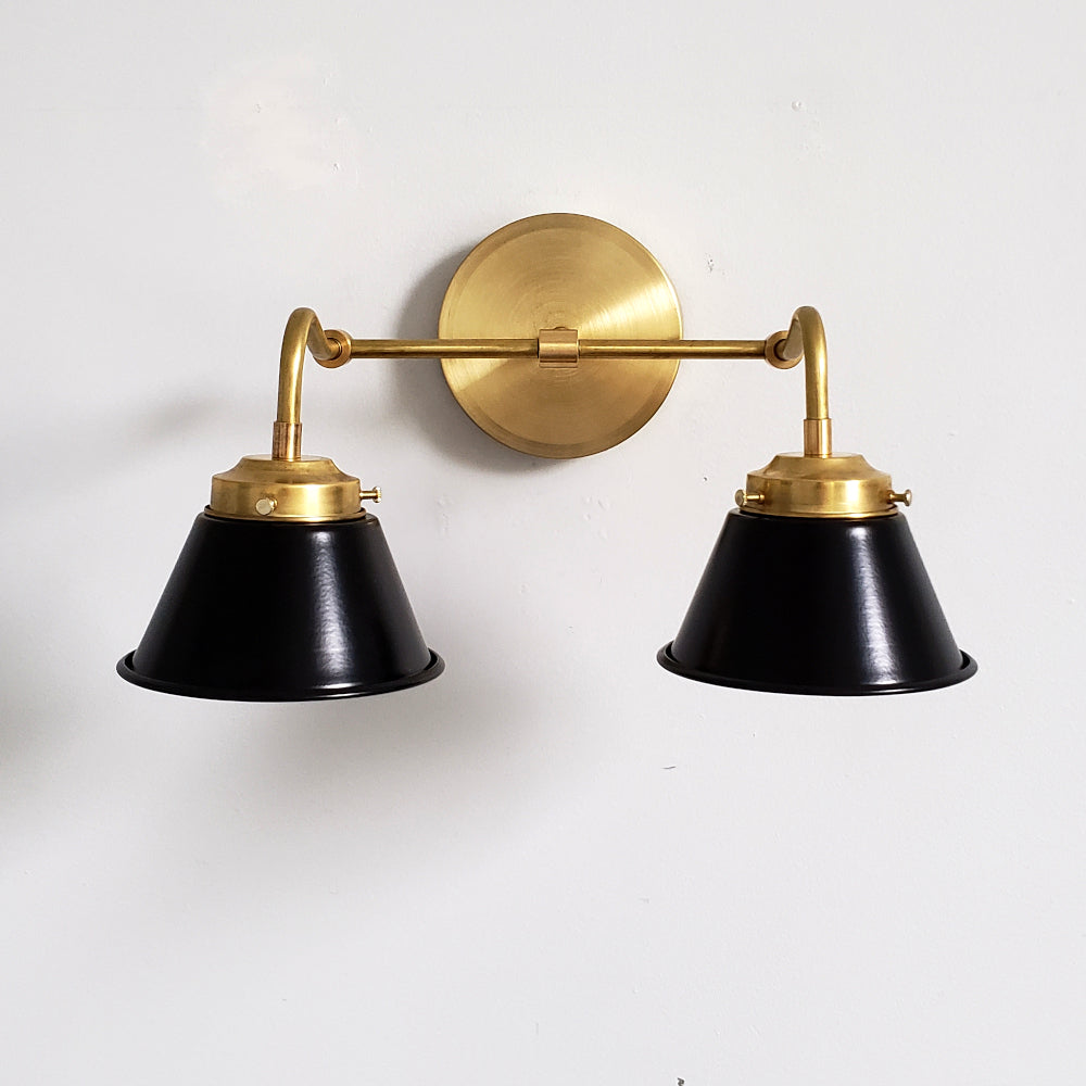 Modern Double Cone Brass Sconce - Accent Lighting For Bathroom & Hallway