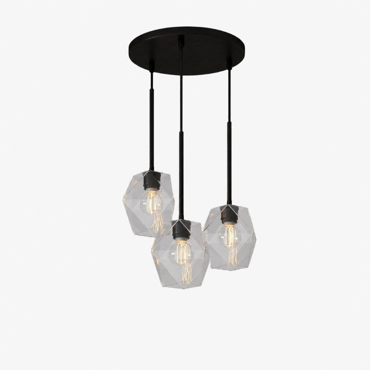 Talvior Sculptural Lighting - 3-Light Faceted Chandelier in Versatile Finishes | Explore Collection
