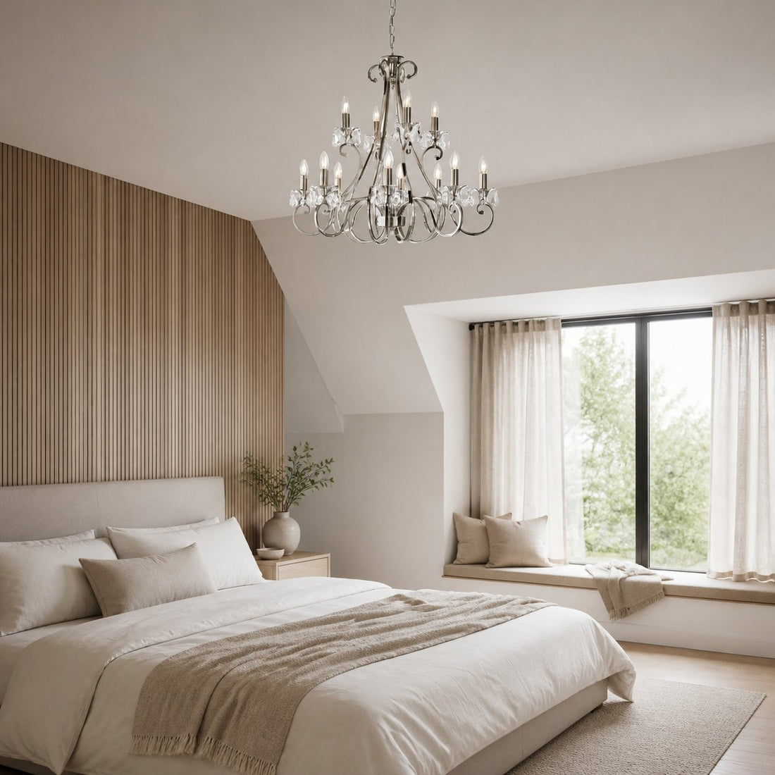 Talonis Crystal Chandelier - Traditional Candle-Style Brass and Nickel for Living Room and Dining Room