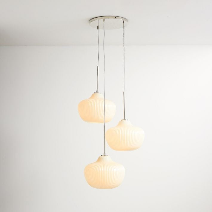 Rivrona Ribbed Glass 3-Light Chandelier - Sculptural Modern Lighting for Home