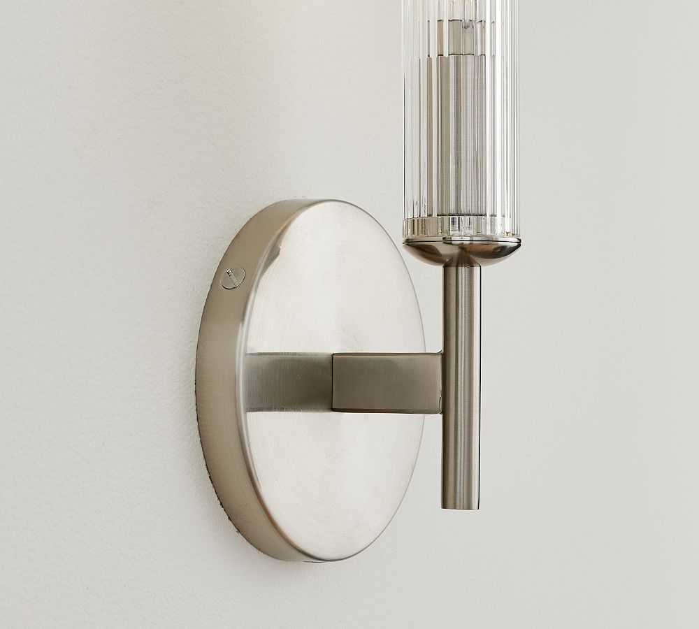 Bravira Ribbed Glass Wall Lamp - Tube Metal Light in Classic Finishes