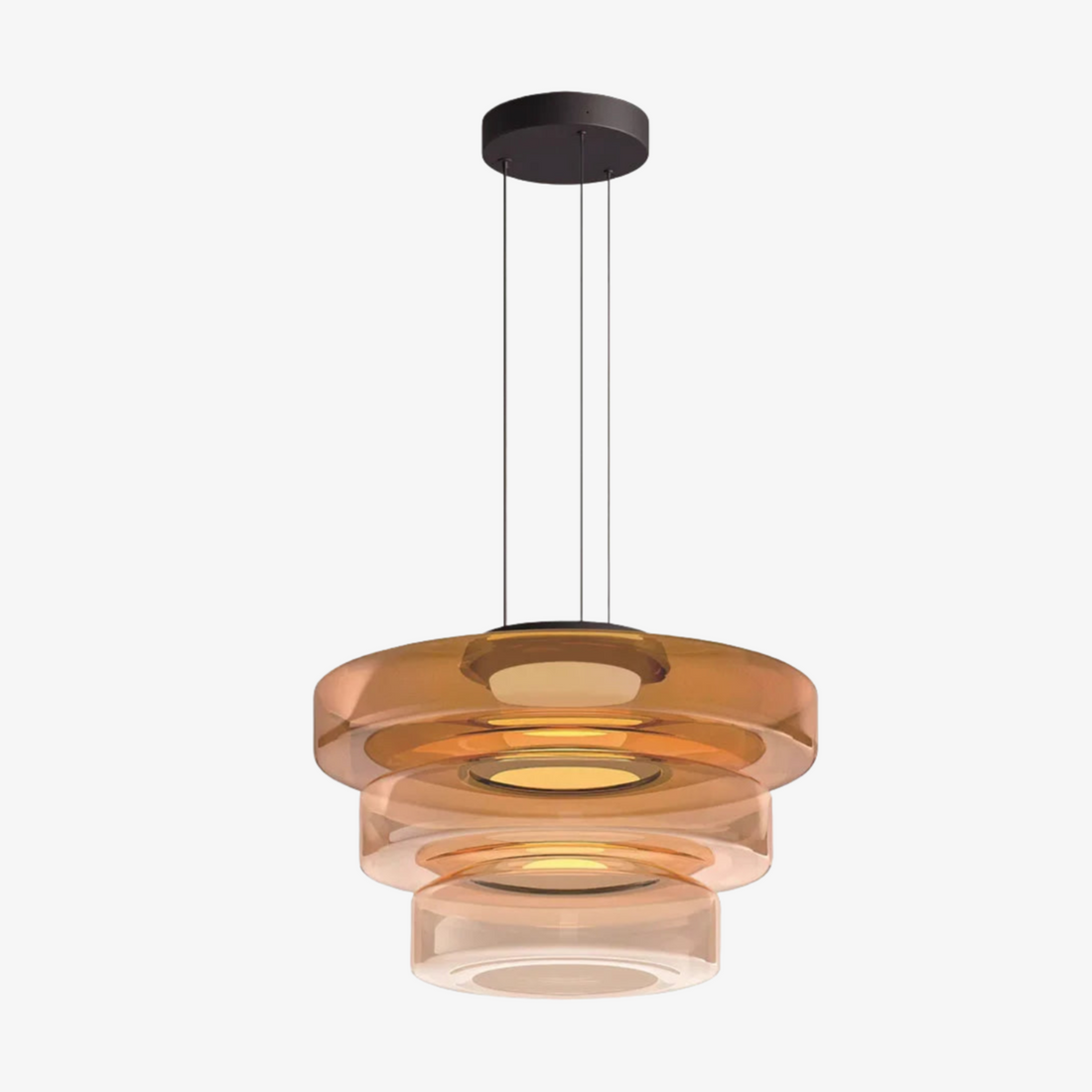 Nora Contemporary Multi-Layer Glass Pendant Lamp - Adjustable Hanging Light for Living Room or Kitchen Island