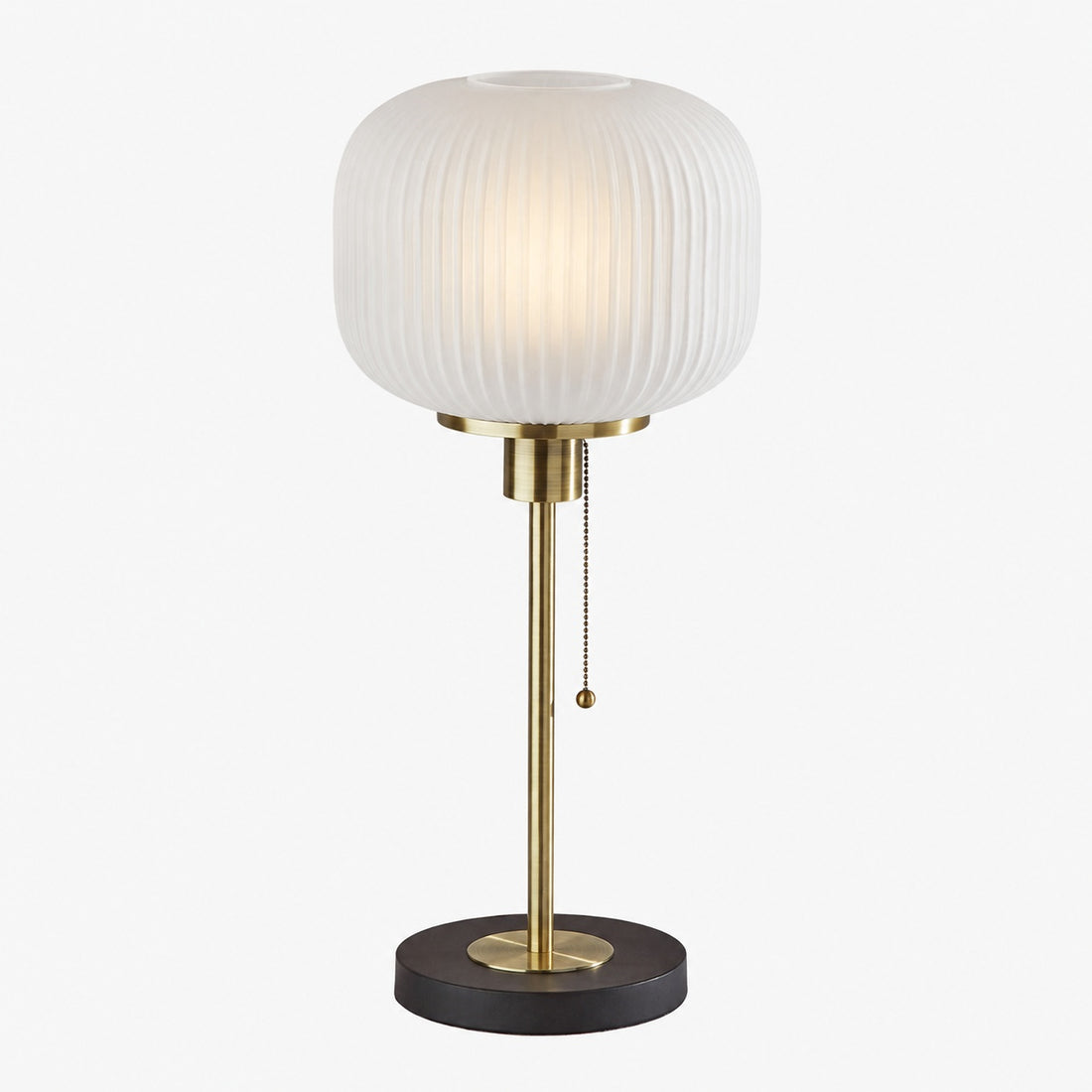 Pelviona Ribbed Glass Table Lamp - Brass & Black Metal Base - Must-Have for Home Styling