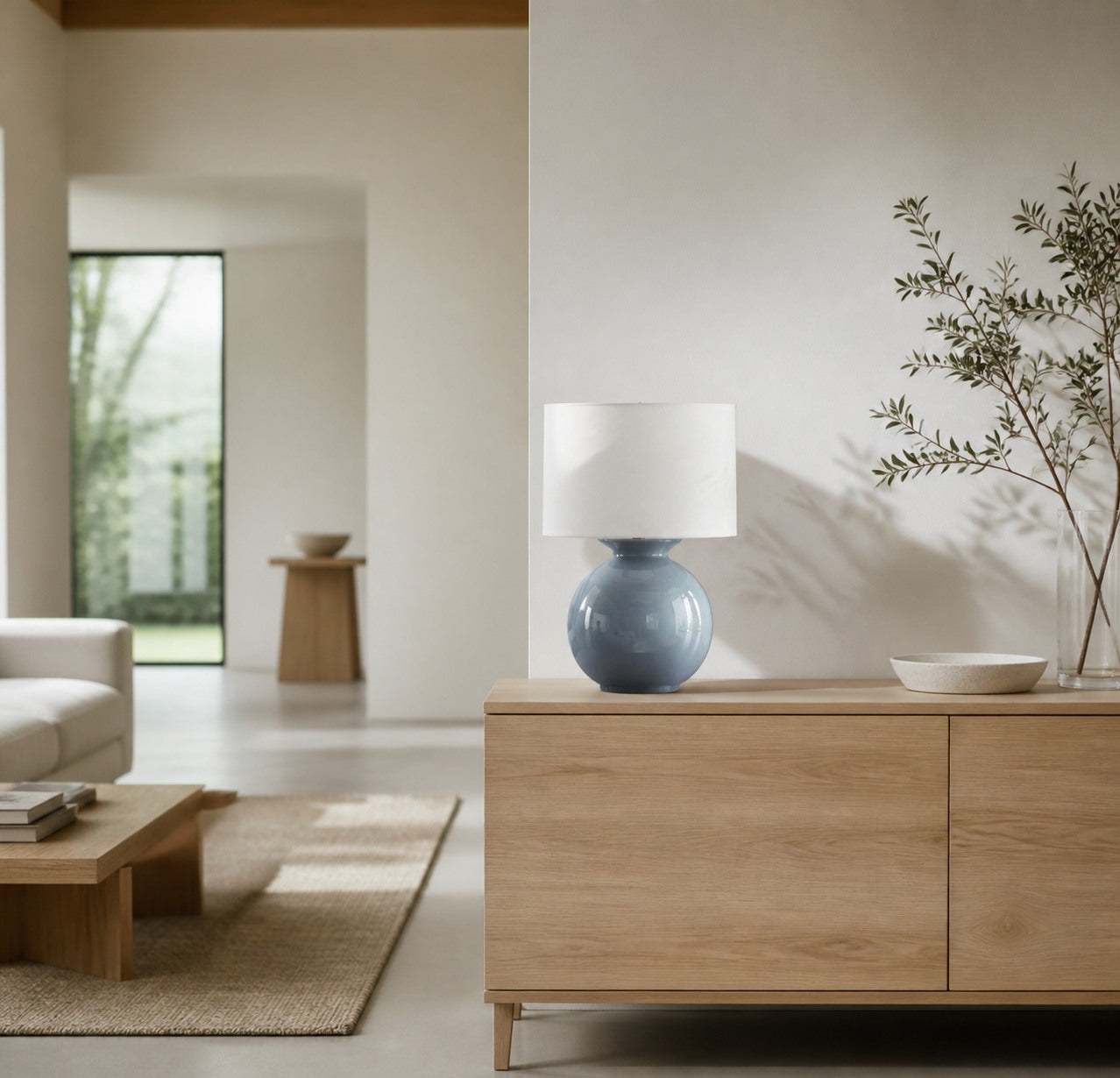Noria Modern Accent Lamp - Globe Ceramic for Bedroom and Study