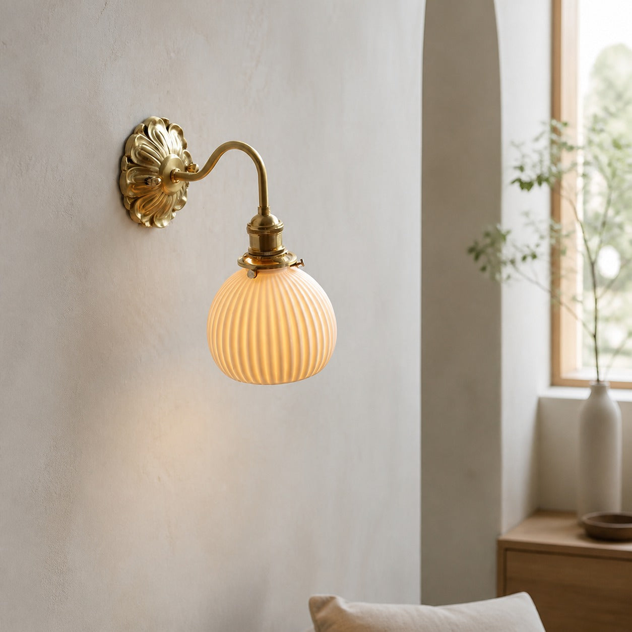 Brass Ceramic Wall Light