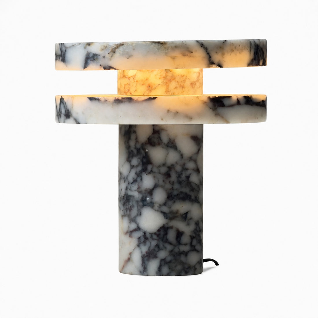Modern Sculptural Table Lamp with Cylindrical Base Design for Bedroom Bedside and Living Room Use