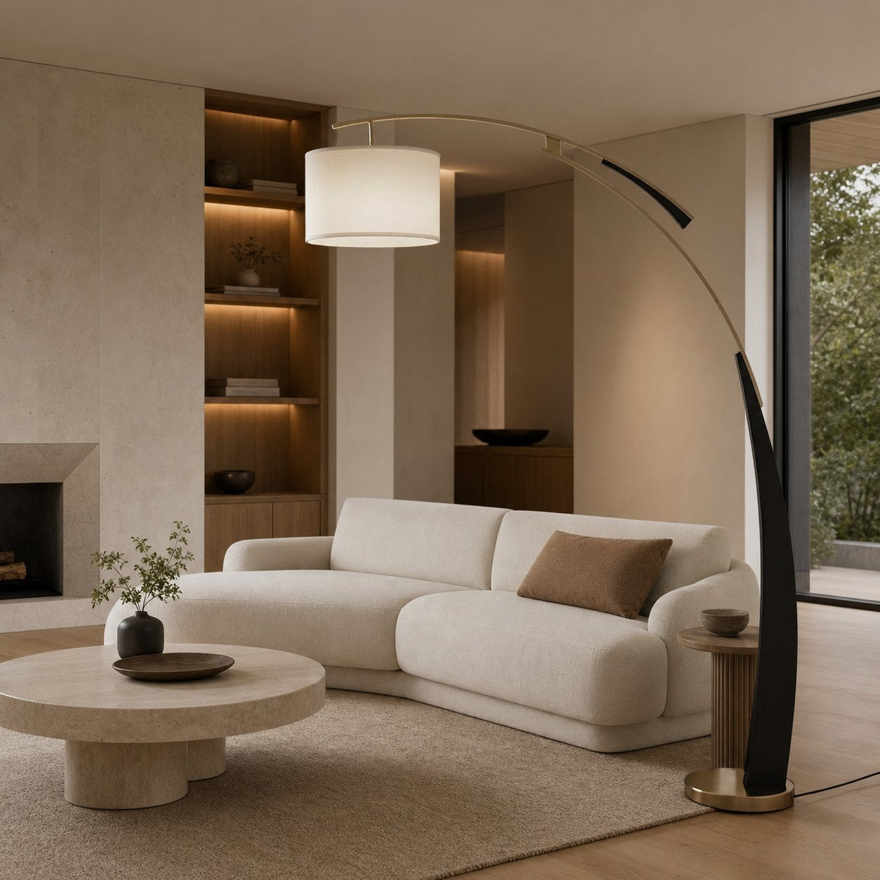 AstraLoop Modern Arc Fabric Floor Lamp - Elegant Sleek Curved Metal Design for Interiors