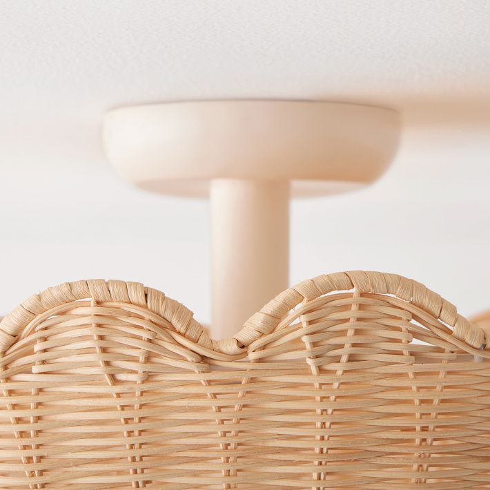 Olvara Rattan Bubble Flush Mount - Chic Ceiling Lamp for Home