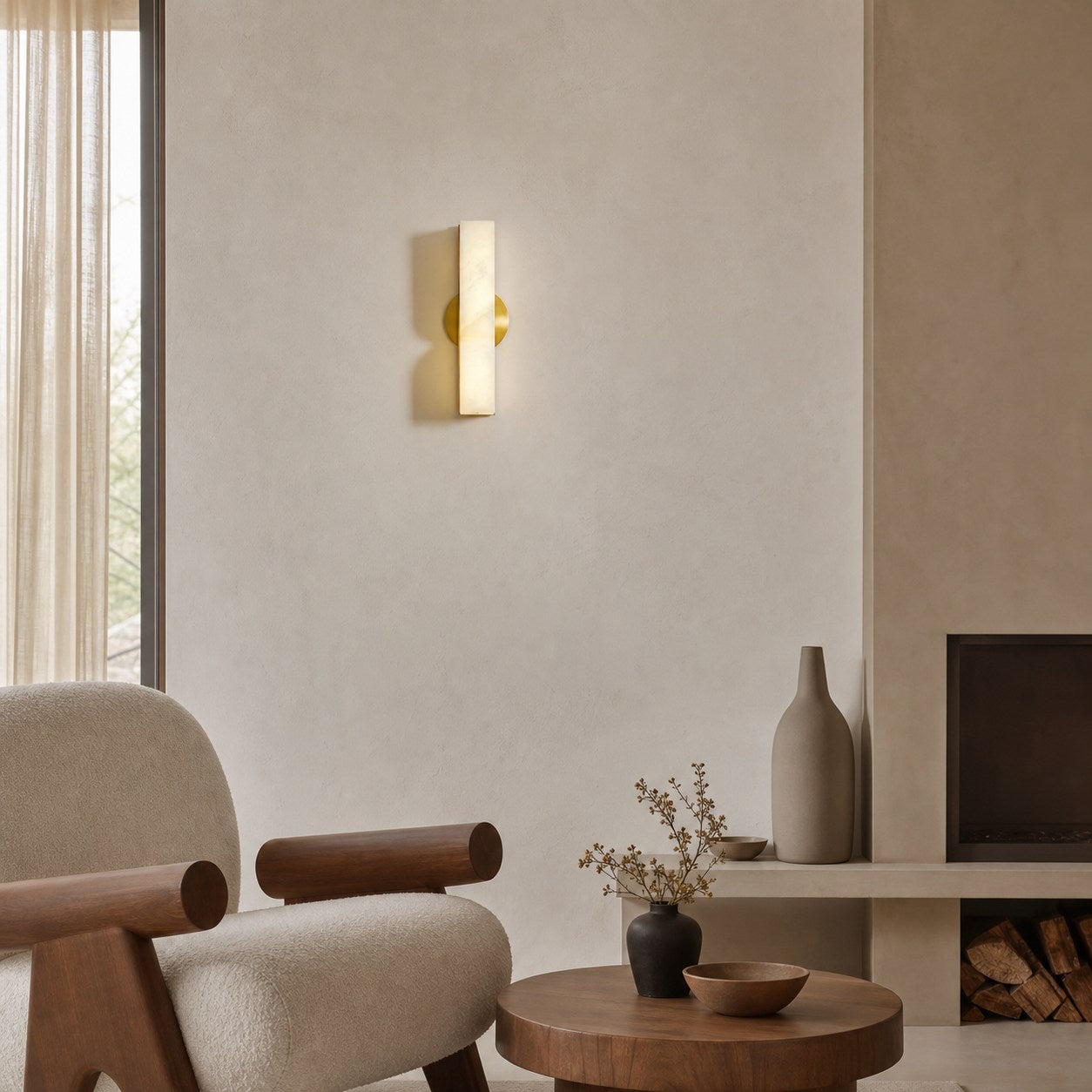 Modern Rectangular Alabaster Wall Lamp – Minimalist Sconce for Bedroom Hallway Living Room