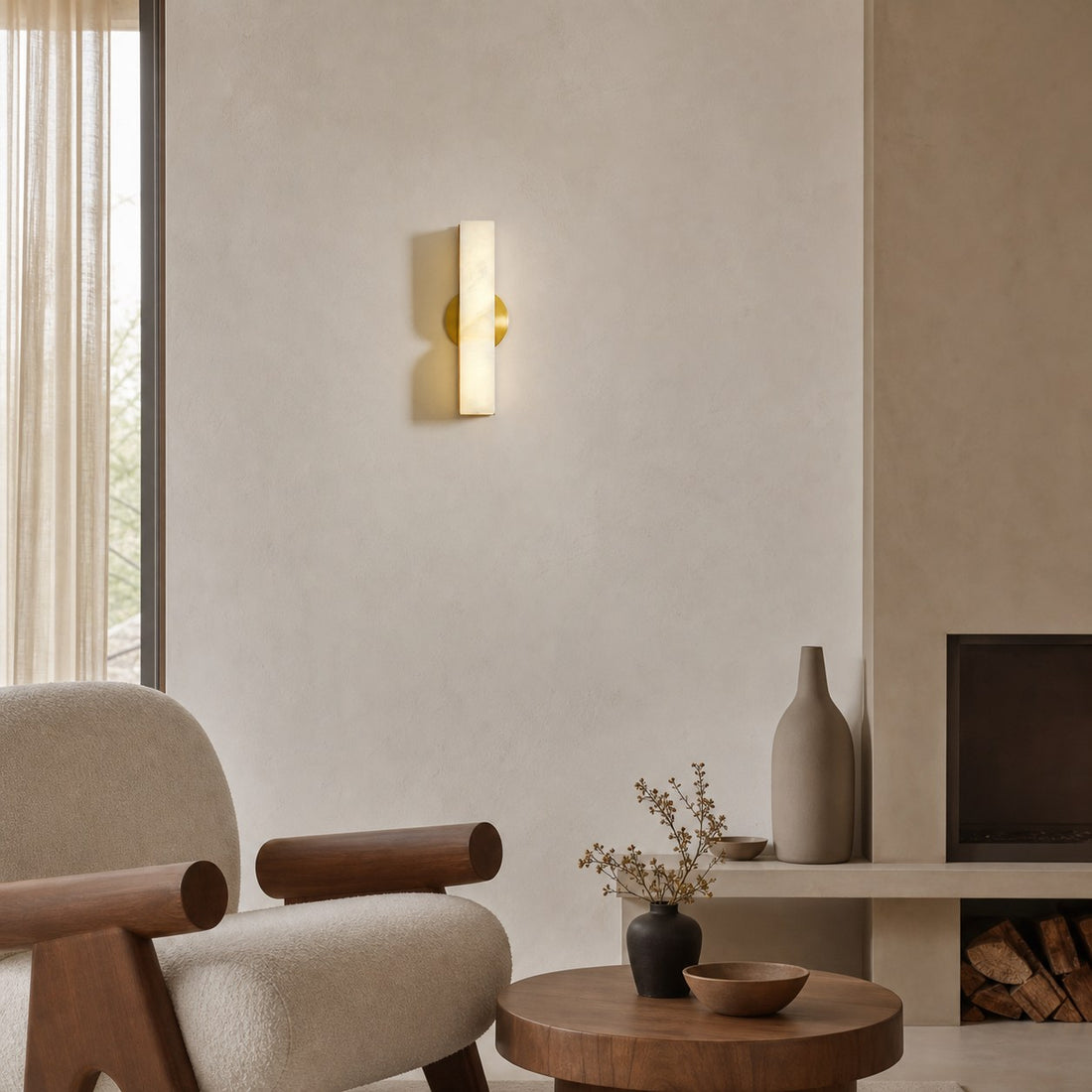 Modern Rectangular Alabaster Wall Lamp – Minimalist Sconce for Bedroom Hallway Living Room