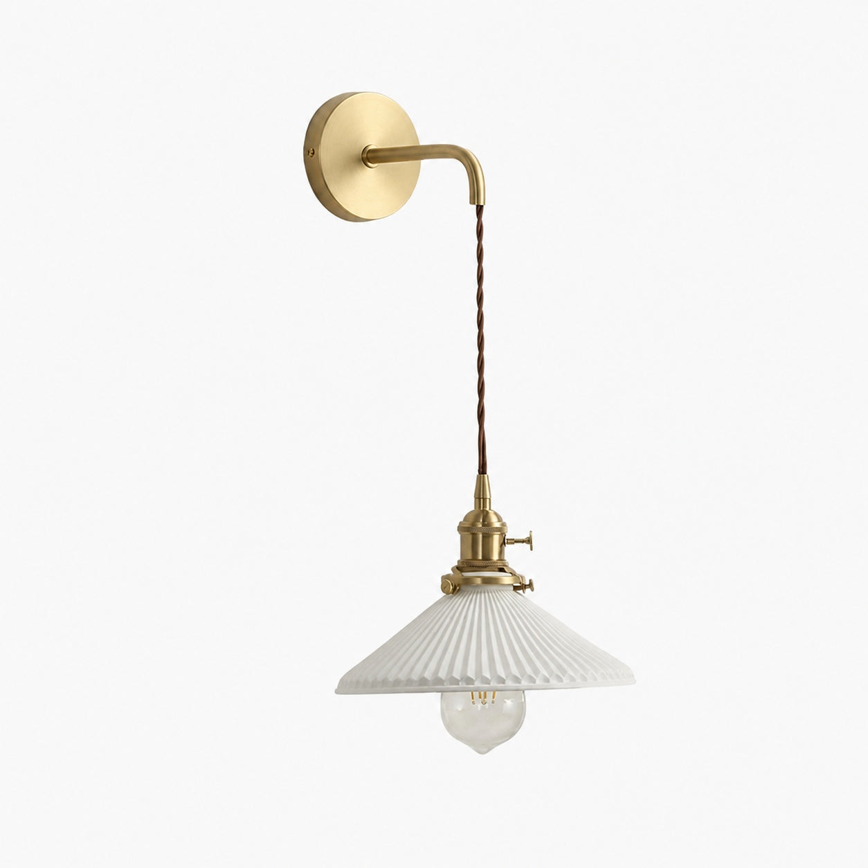Cerelle Pleated Ceramic Wall Light – Sculptural Ribbed Design Sconce for Bedroom or Hallway N30