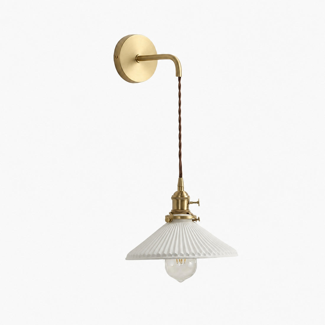Cerelle Pleated Ceramic Wall Light – Sculptural Ribbed Design Sconce for Bedroom or Hallway N30