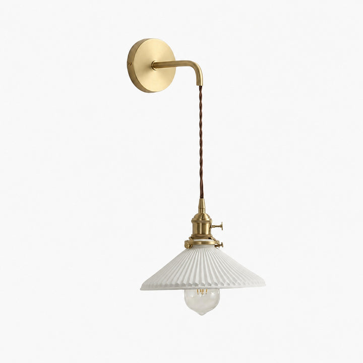 Cerelle Pleated Ceramic Wall Light – Sculptural Ribbed Design Sconce for Bedroom or Hallway N30