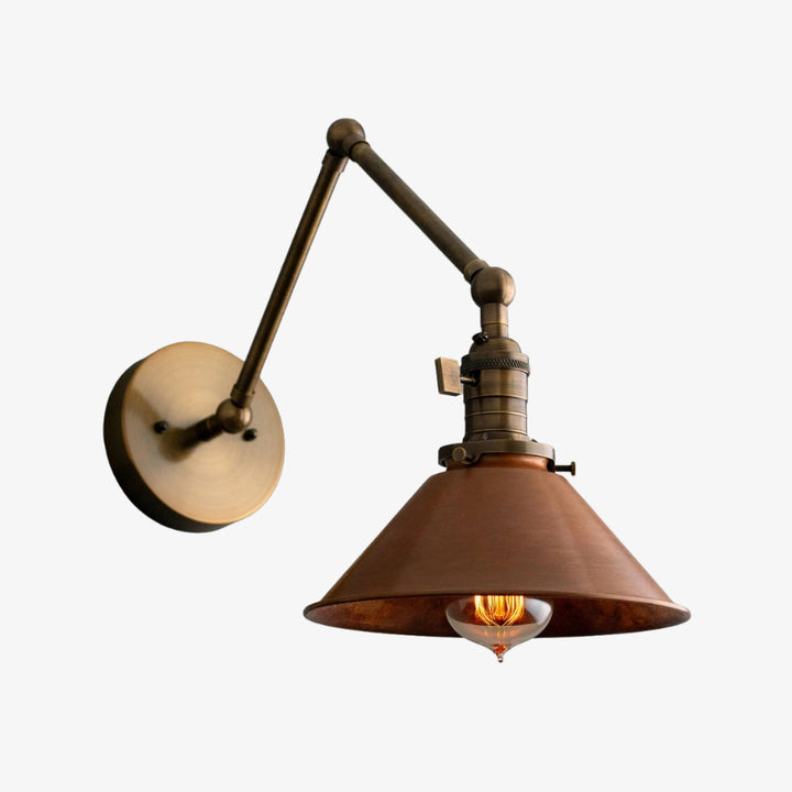 Conique Metal Industrial Farmhouse Wall Lamp – Adjustable Arm Wall Sconce for Accent Lighting