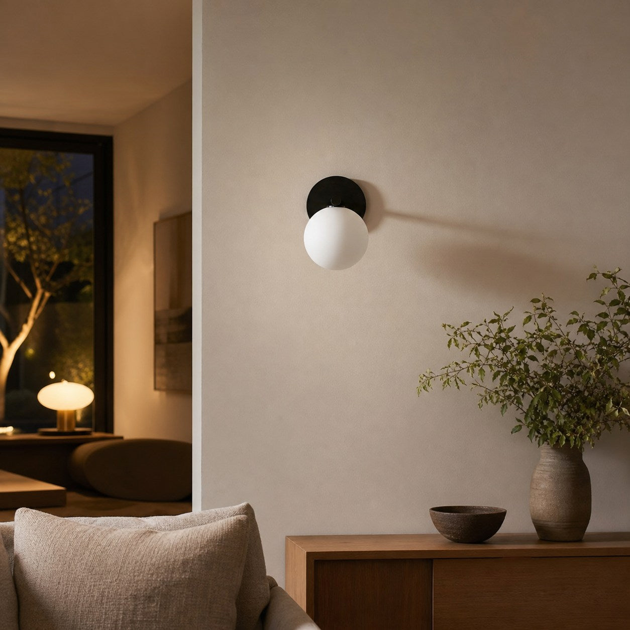 Glorica Glass Wall Sconce - Frosted Globe Light
