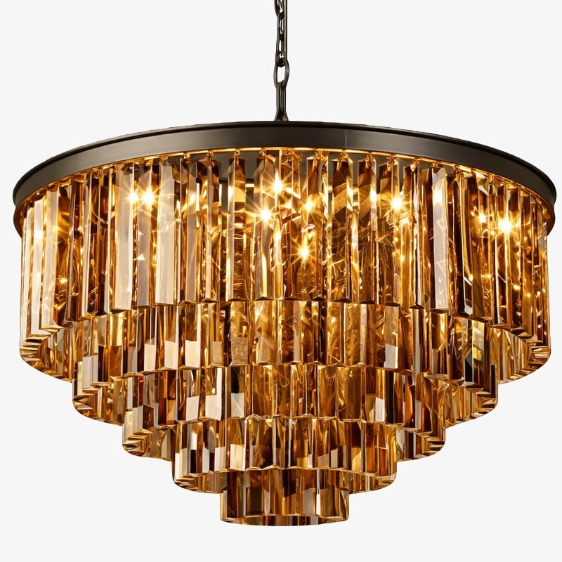 Aurevon Crystal Prism Metal Frame Modern Ceiling Chandelier for Home and Hotel