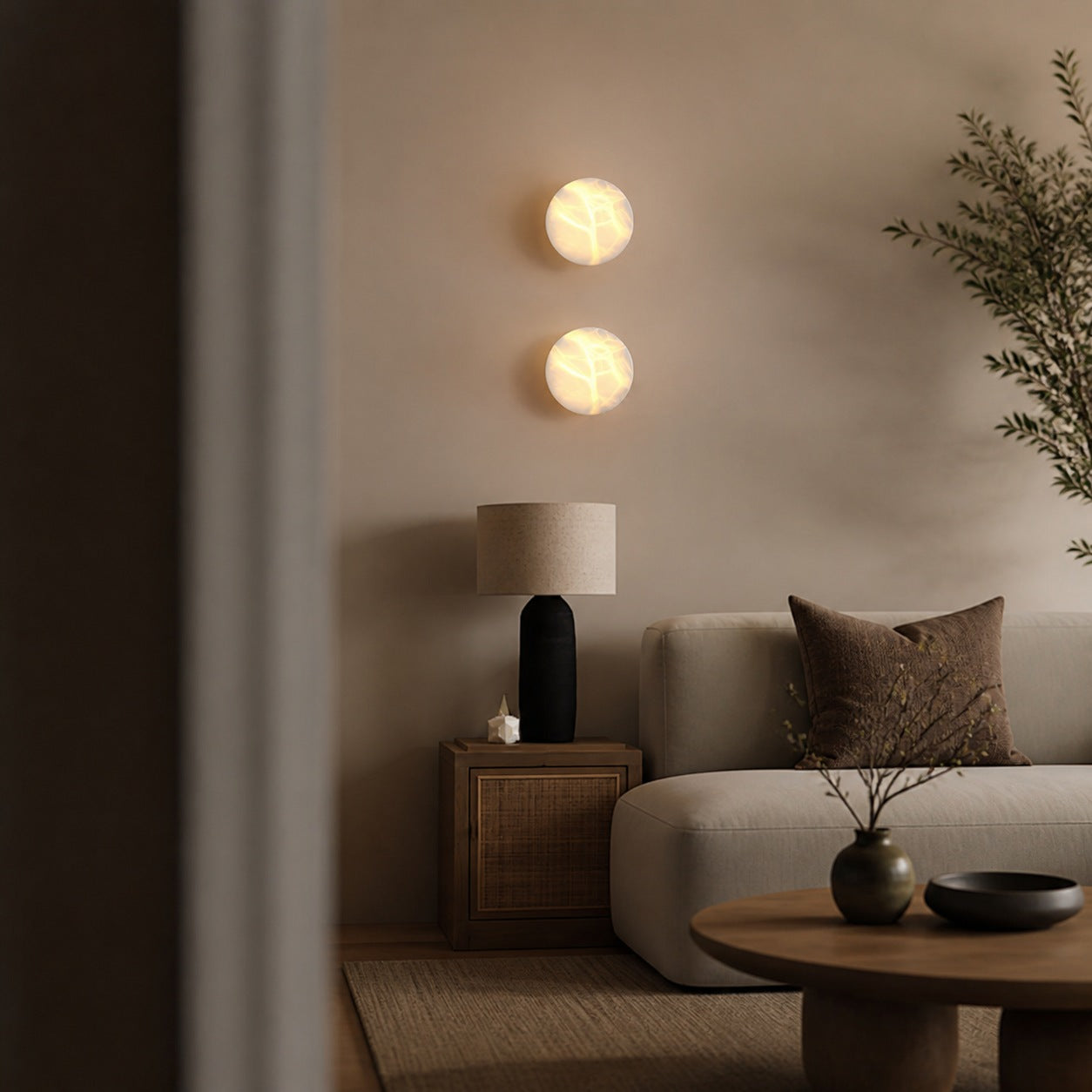 Cylindrical Alabaster Wall Lamp