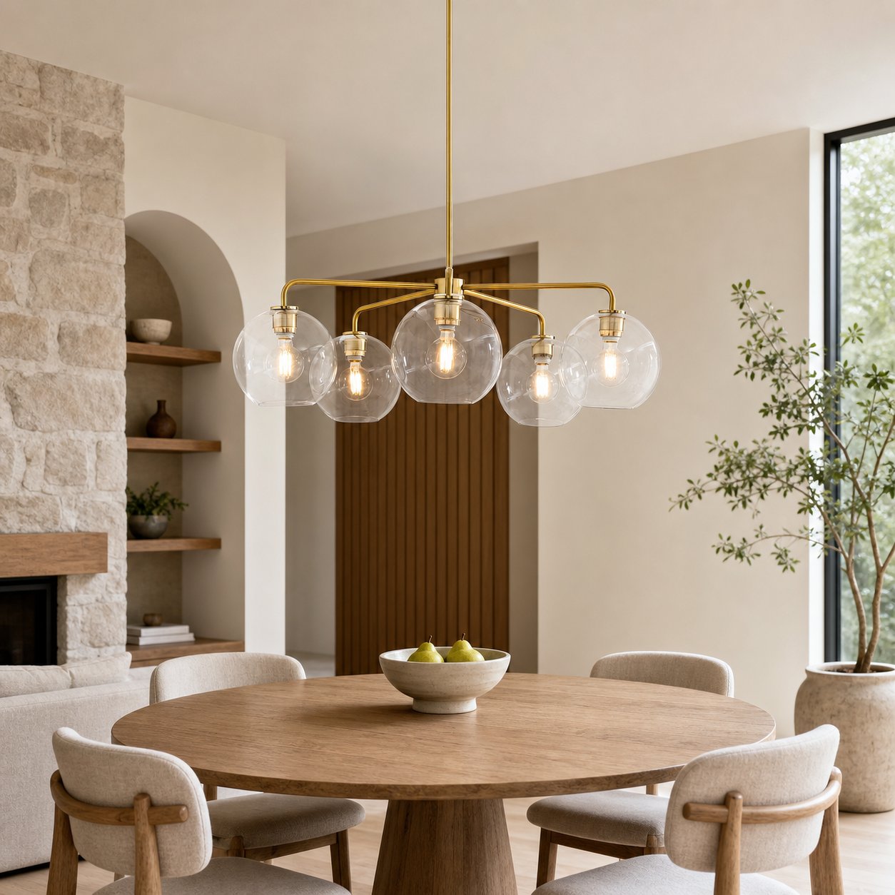 Selvion Elegant 5-Light Globe Chandelier – Modern Glass Pendant Lighting Fixture
