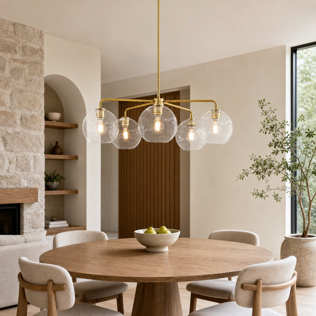 Selvion Elegant 5-Light Globe Chandelier – Modern Glass Pendant Lighting Fixture