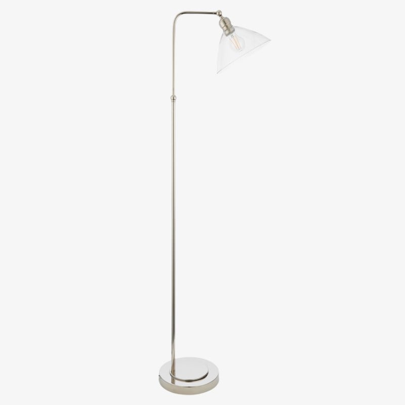 Clarione Art Deco Floor Lamp with Clear Glass Shade and Metal Base