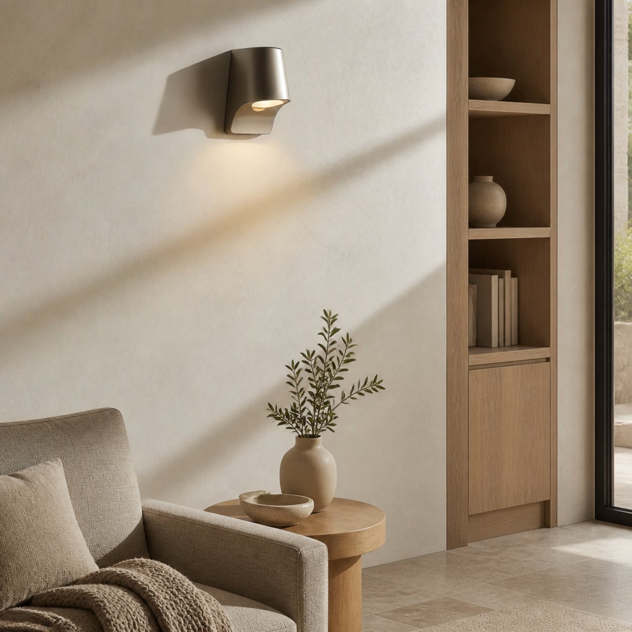 Rivathis Minimalist Metal Pewter Wall Lantern — Stylish Porch Fixture Ideal for Entry or Garden