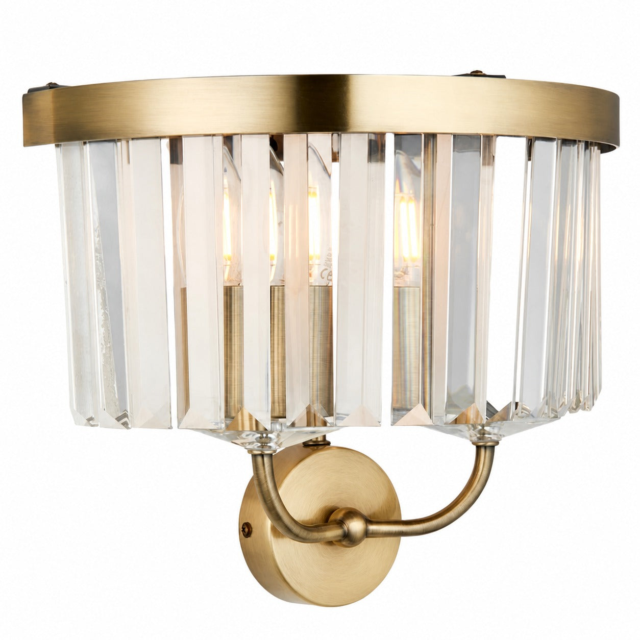 Beveline Faceted Clear Cut Glass Wall Light - Classic Metal Sconce for Hallway and Living Room