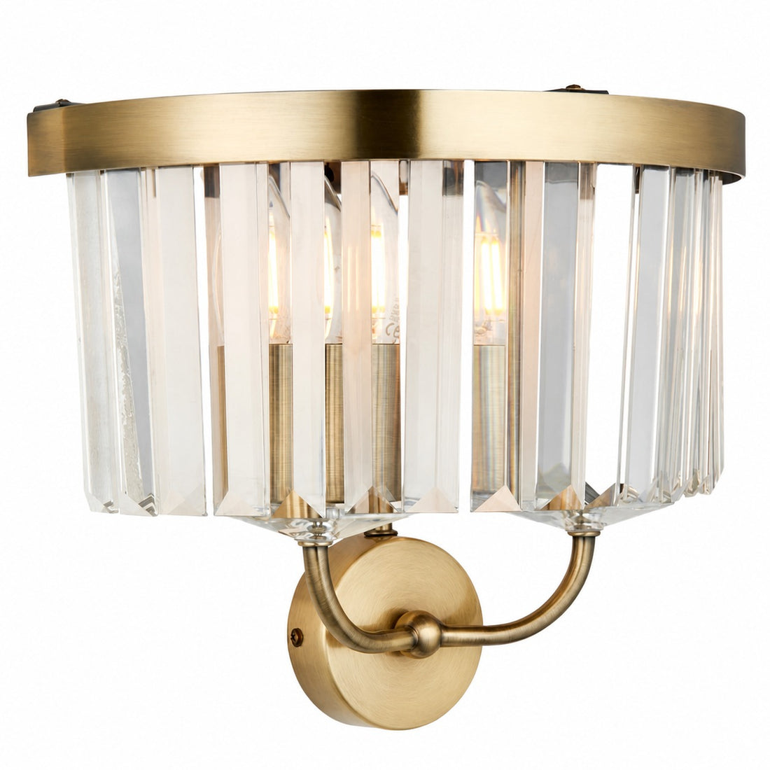 Beveline Faceted Clear Cut Glass Wall Light - Classic Metal Sconce for Hallway and Living Room