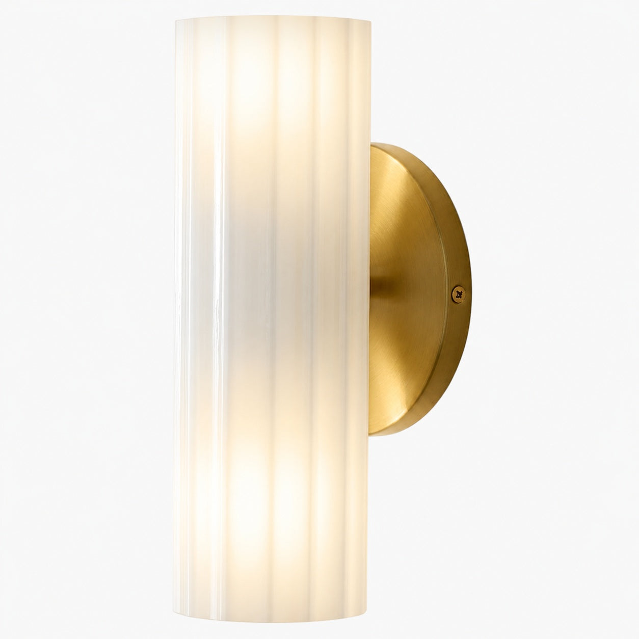 Trenia Steel Wall Sconce with Milky Glass Shade - Vertical Ribbed Design