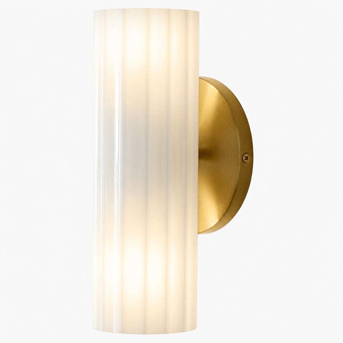 Trenia Steel Wall Sconce with Milky Glass Shade - Vertical Ribbed Design
