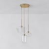 Merin Mixed Sculpture Glass and Metal Triple Chandelier