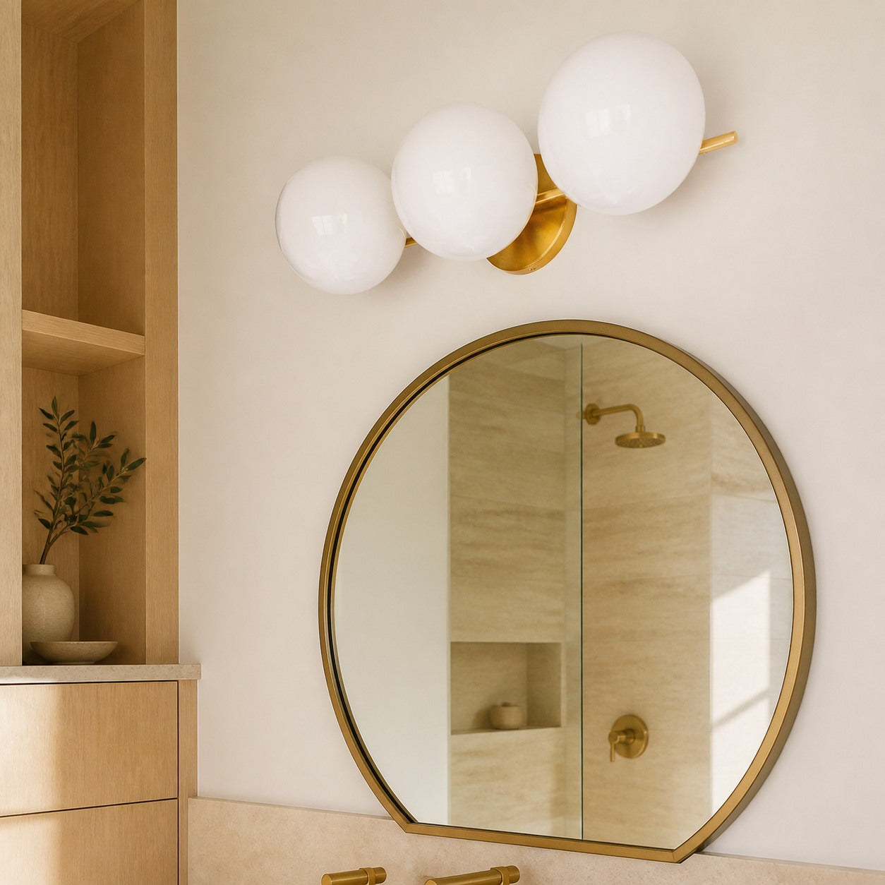 Alessora Mid-Century Modern 3-Light Wall Sconce - Metal Frame White Glass Globes