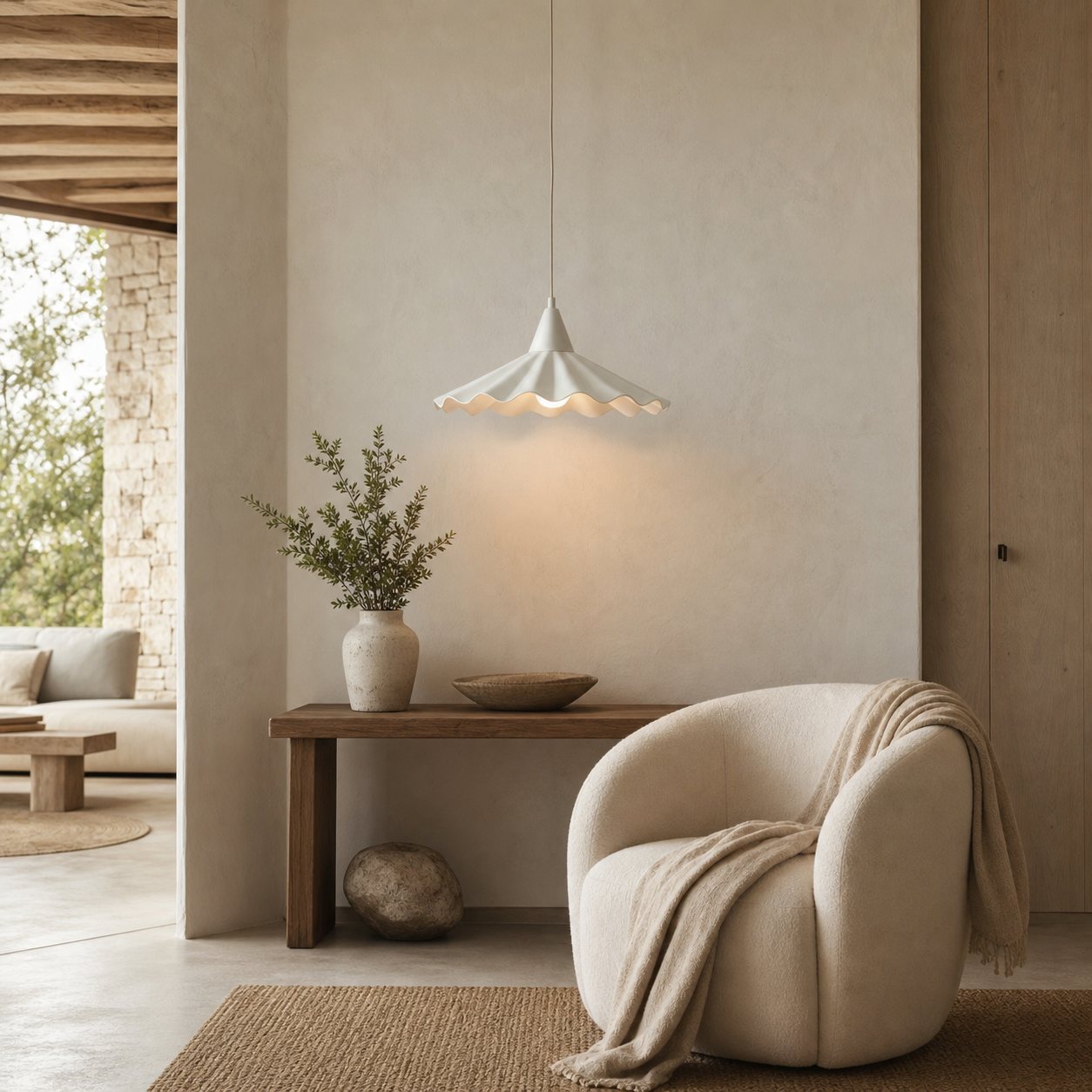Arluneva Artistic Wave Pendant Lamp - Modern Handcrafted Ceramic Light for Living Room