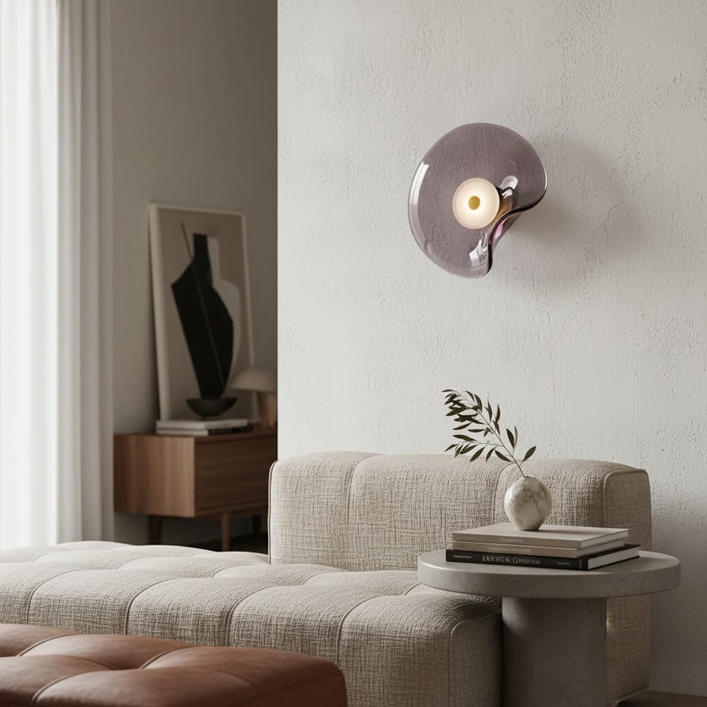 Lunacrest Curved Nebula Inspired Wall Light - Artistic Glass Lighting for Hallway