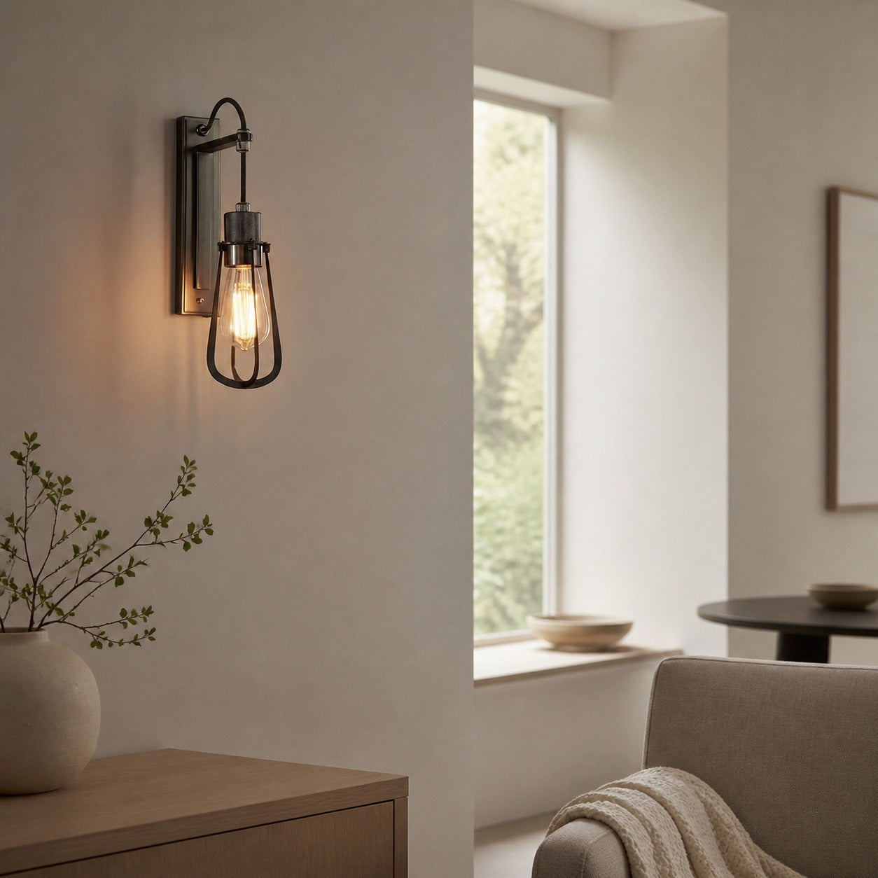 Readium Industrial Metal Wall Sconce - Modern Toggle Switch for Living Room and Study