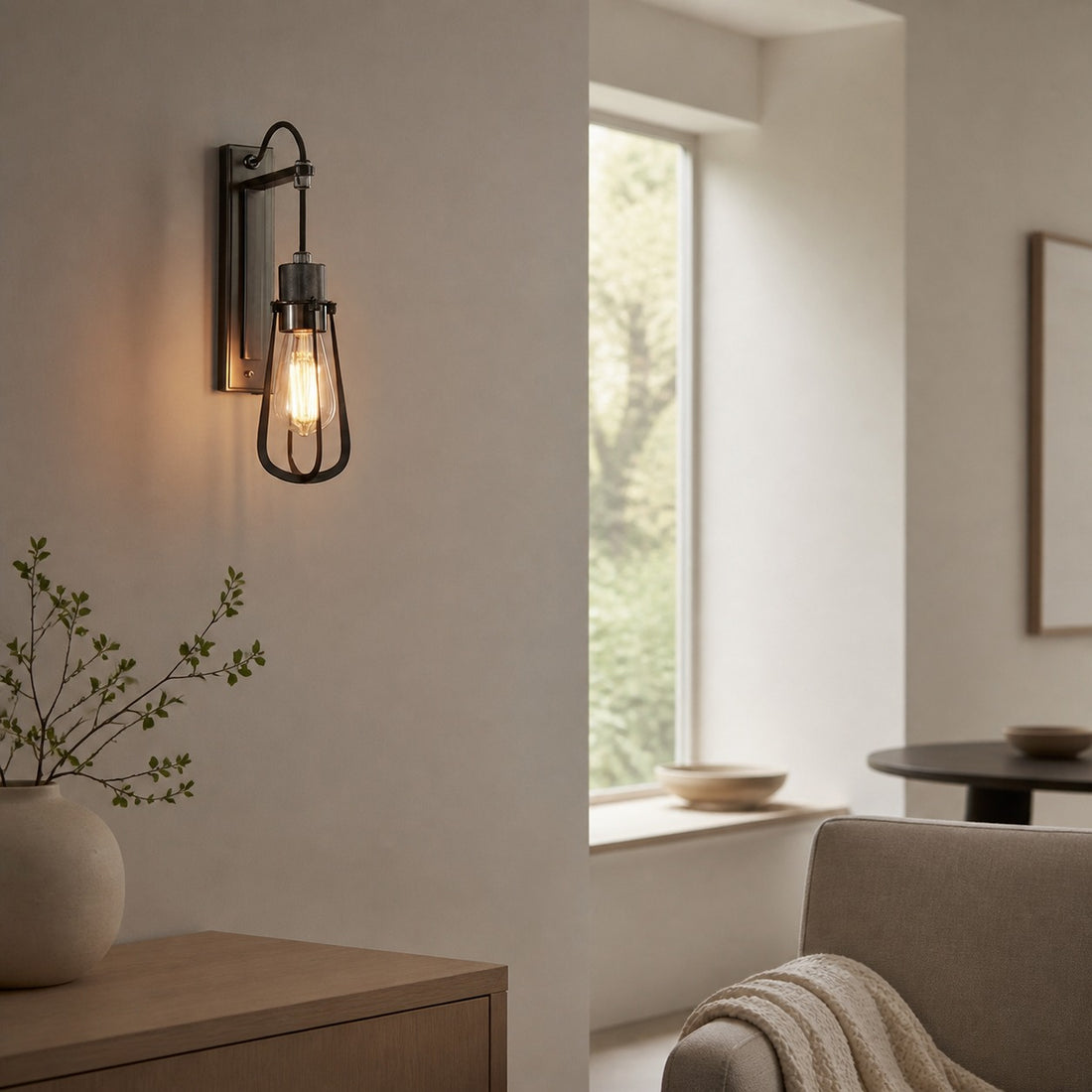 Readium Industrial Metal Wall Sconce - Modern Toggle Switch for Living Room and Study
