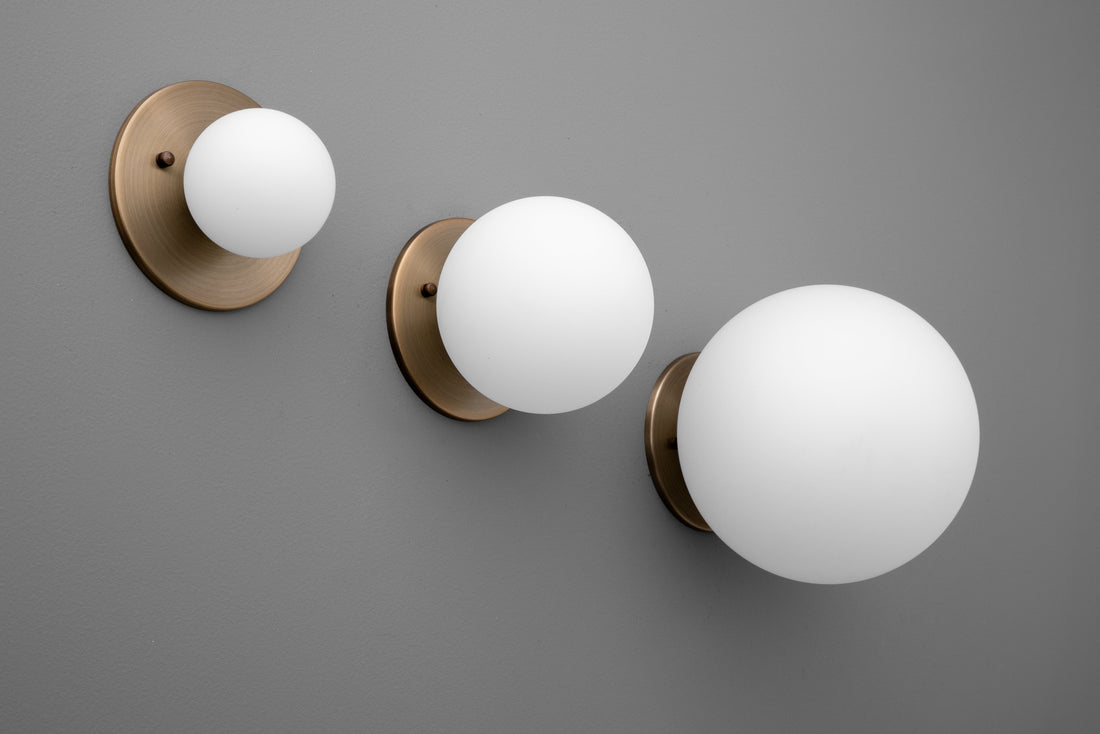 Glorica Glass Brass Wall Sconce - Frosted Globe Classic Light For Warm Ambiance