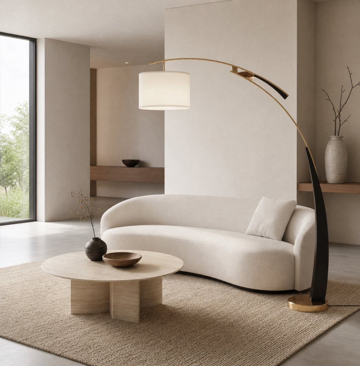 AstraLoop Modern Arc Fabric Floor Lamp - Elegant Sleek Curved Metal Design for Interiors