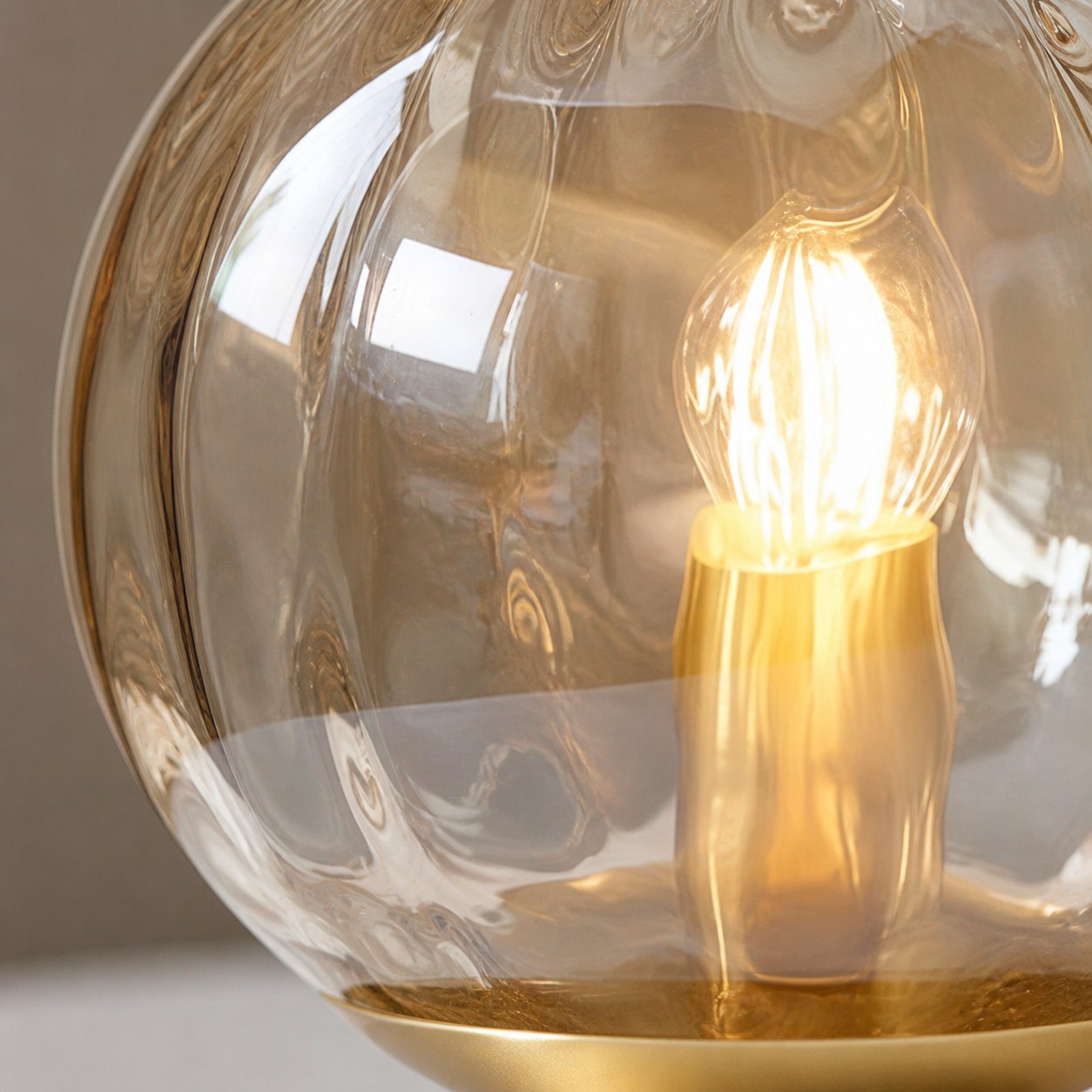 Tracian Modern Dimple Globe Table Lamp – Brass Ambient Decorative Lamp for Bedroom or Lounge