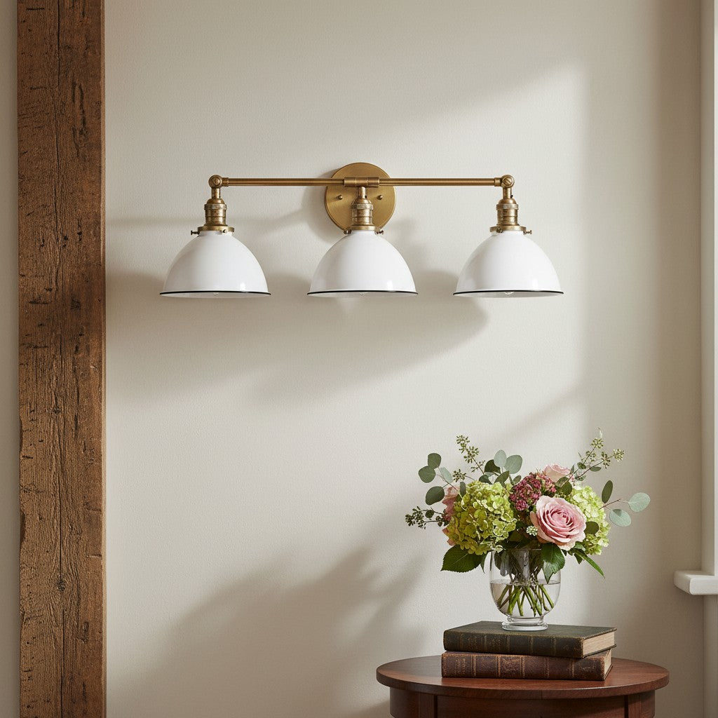 Conique Metal Dual Head Wall Fixture with Classic Shades – Industrial Vanity Lamp