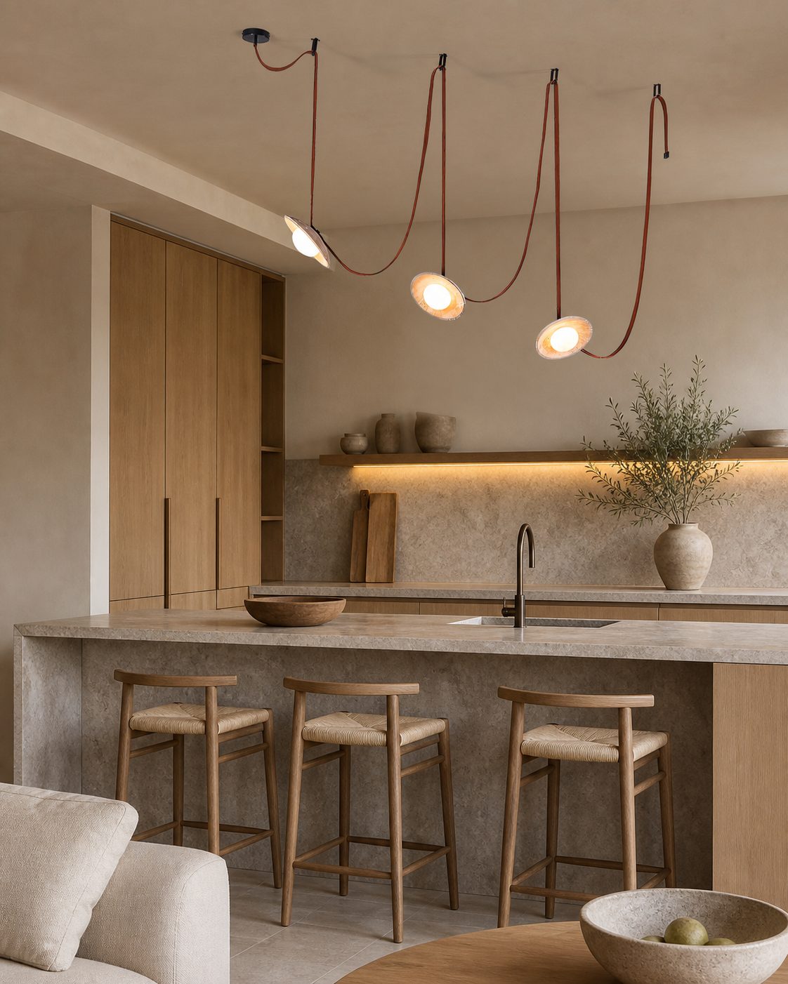 Light Rail Leather Pendant Lamp