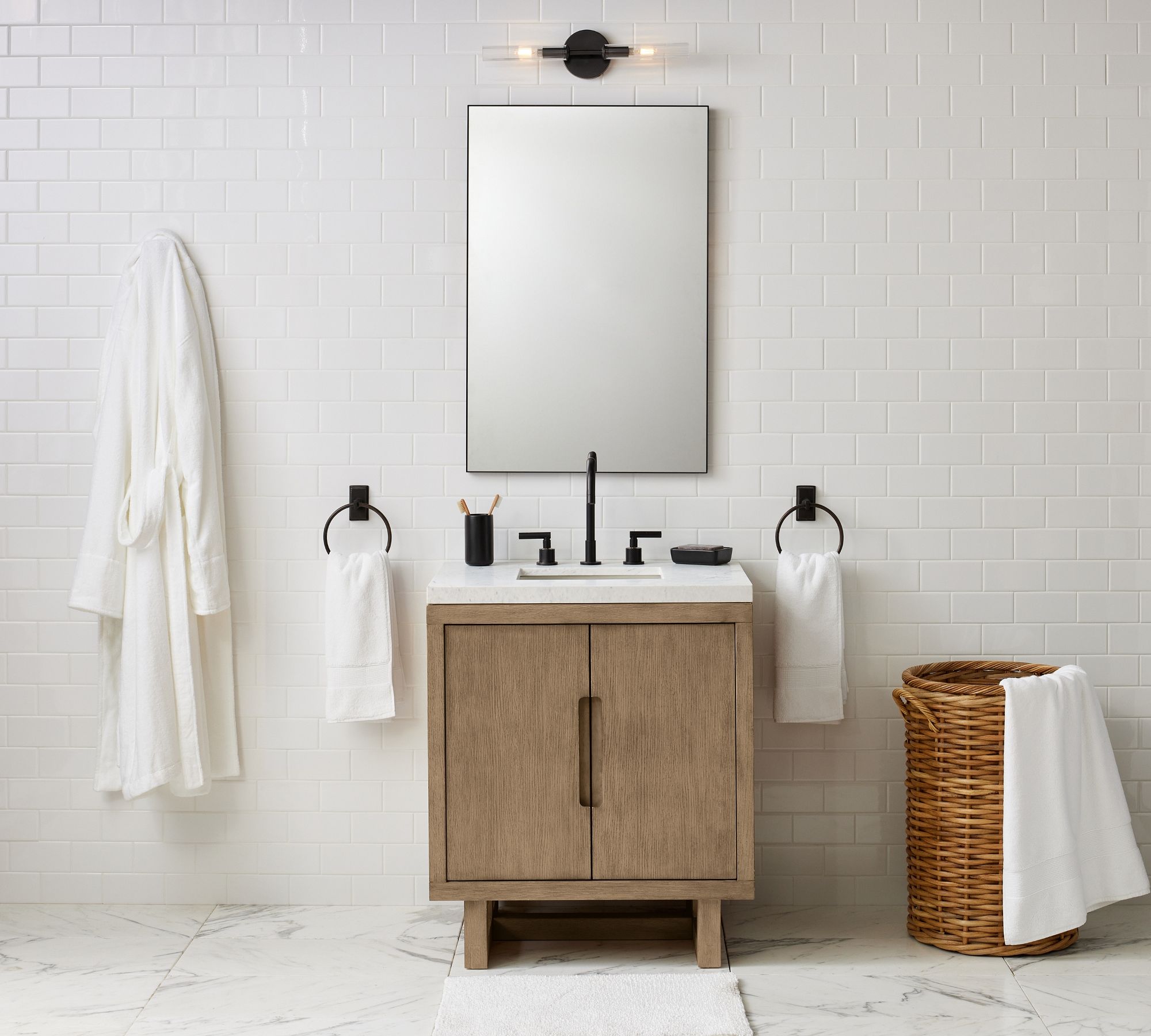 Bravira Ribbed Glass Wall Lamp - Tube Metal Light in Classic Finishes