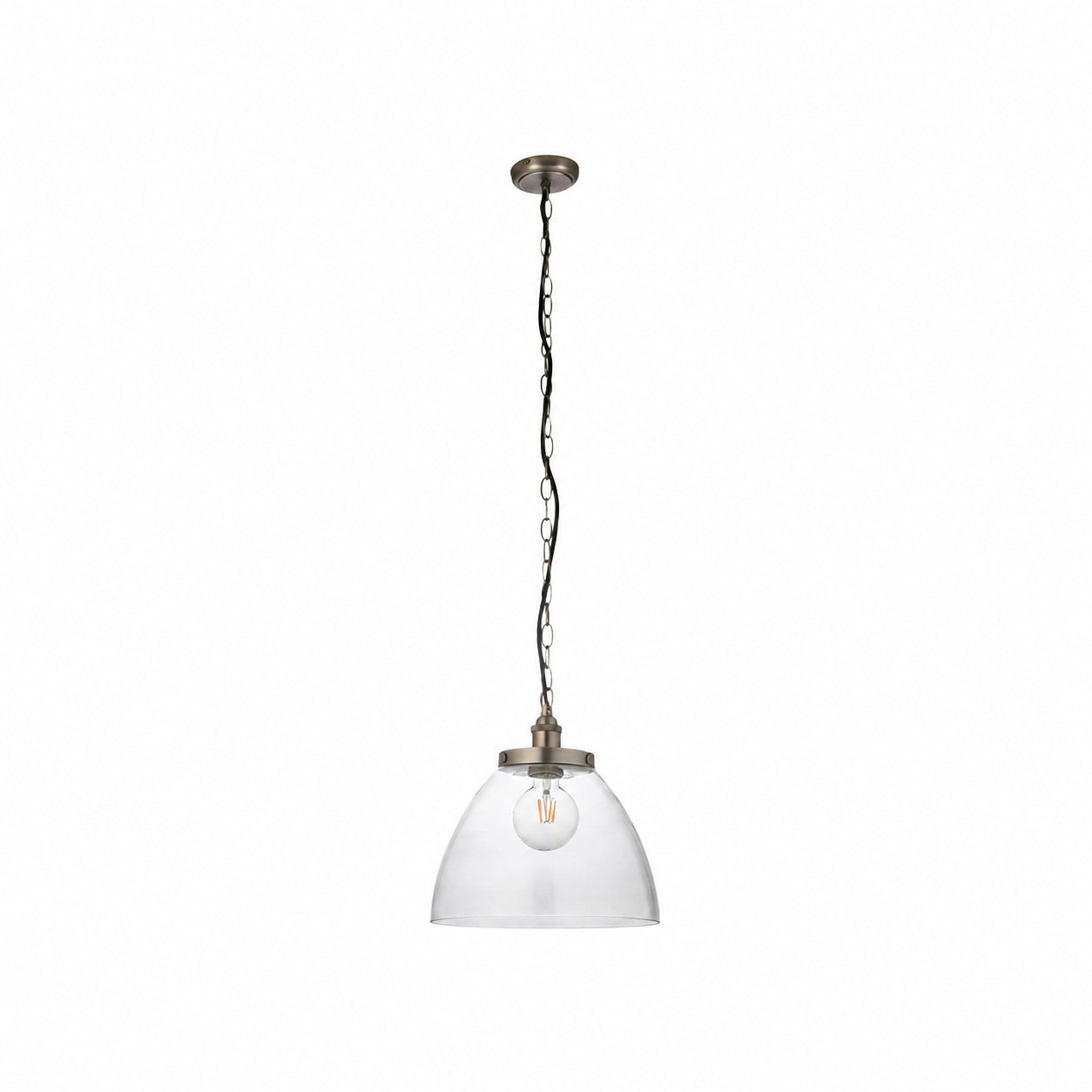 Novera Art Deco Dome Adjustable Height Glass Shade Pendant Light - Living Room