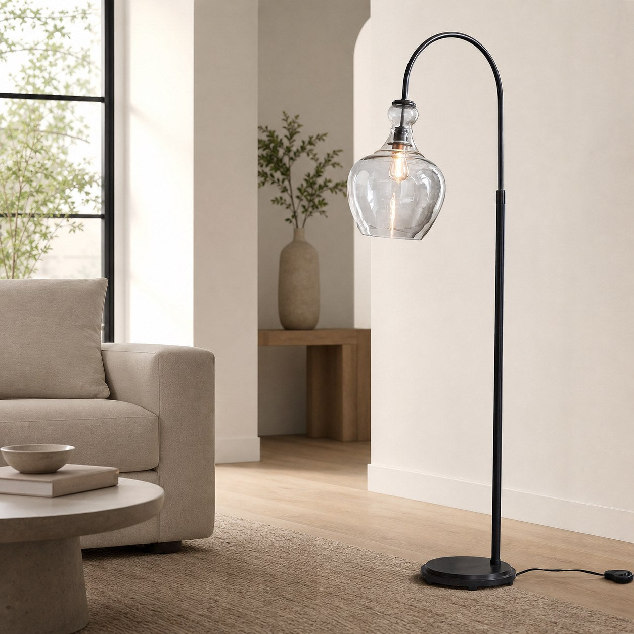 Lawson Recycled Glass Floor Lamp - Unique Brass Finish Aluminum Lighting