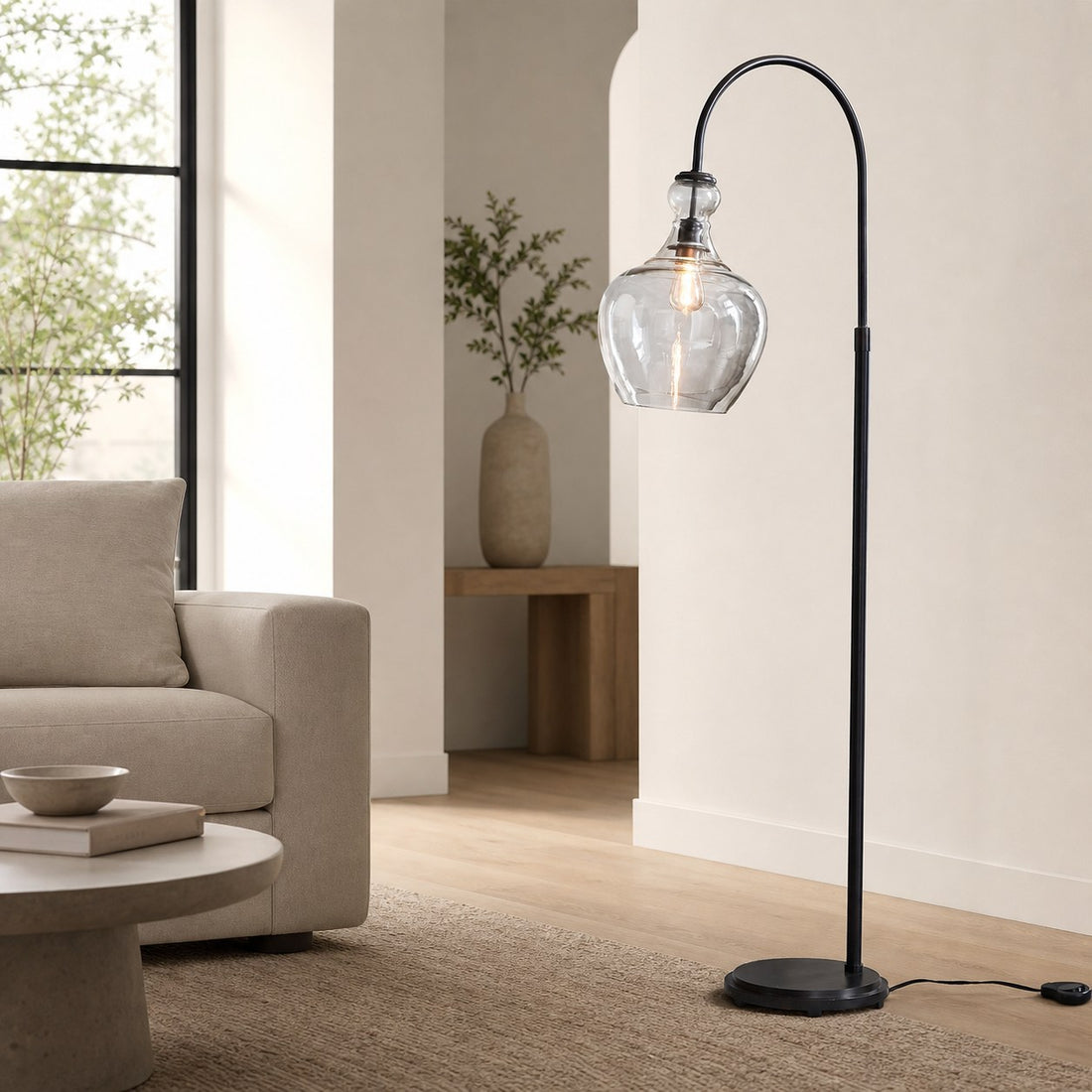Lawson Recycled Glass Floor Lamp - Unique Brass Finish Aluminum Lighting