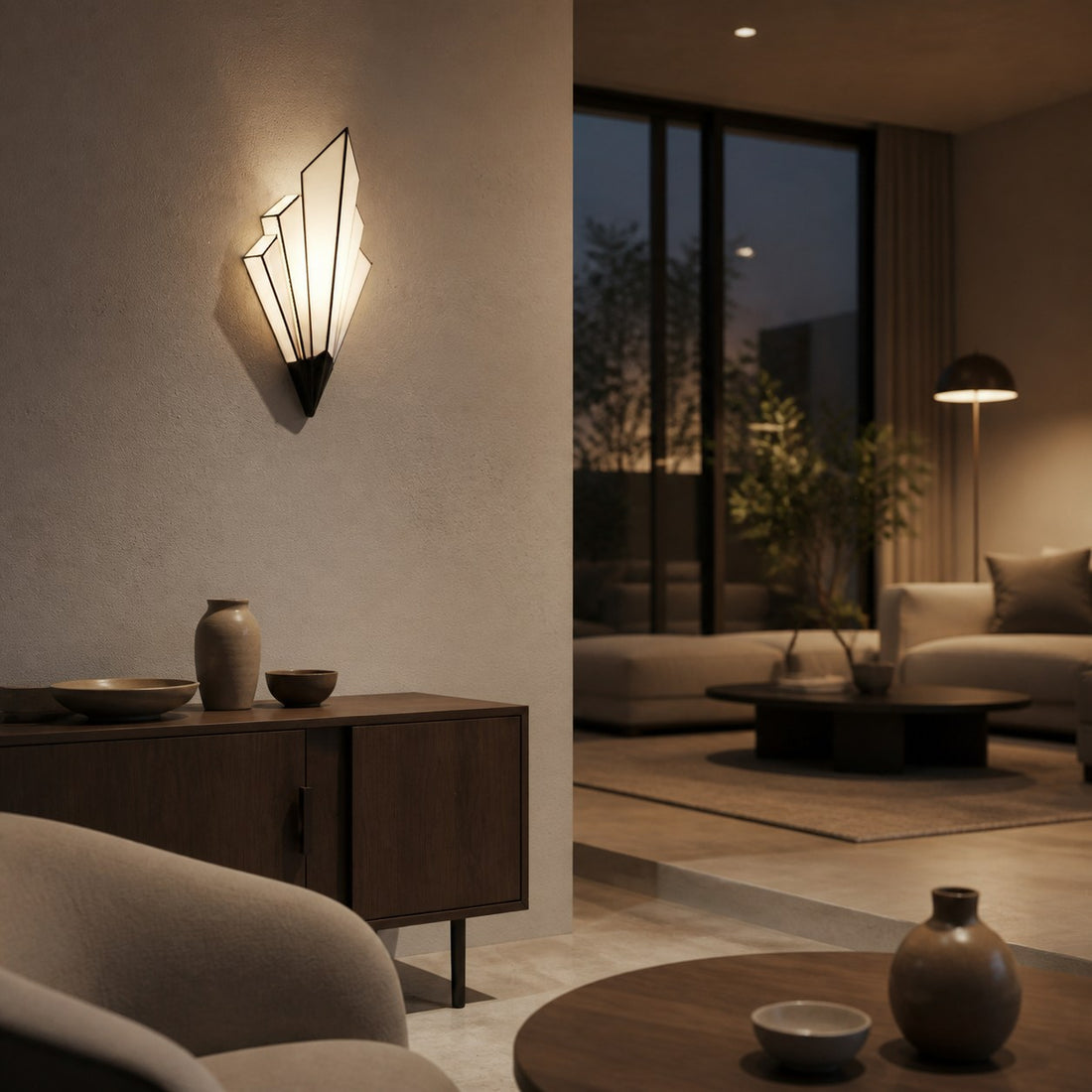 Kelsar Wall Light Featuring Hand-Cut Glass and Elegant Art Deco Design for Indoor Accent Lighting