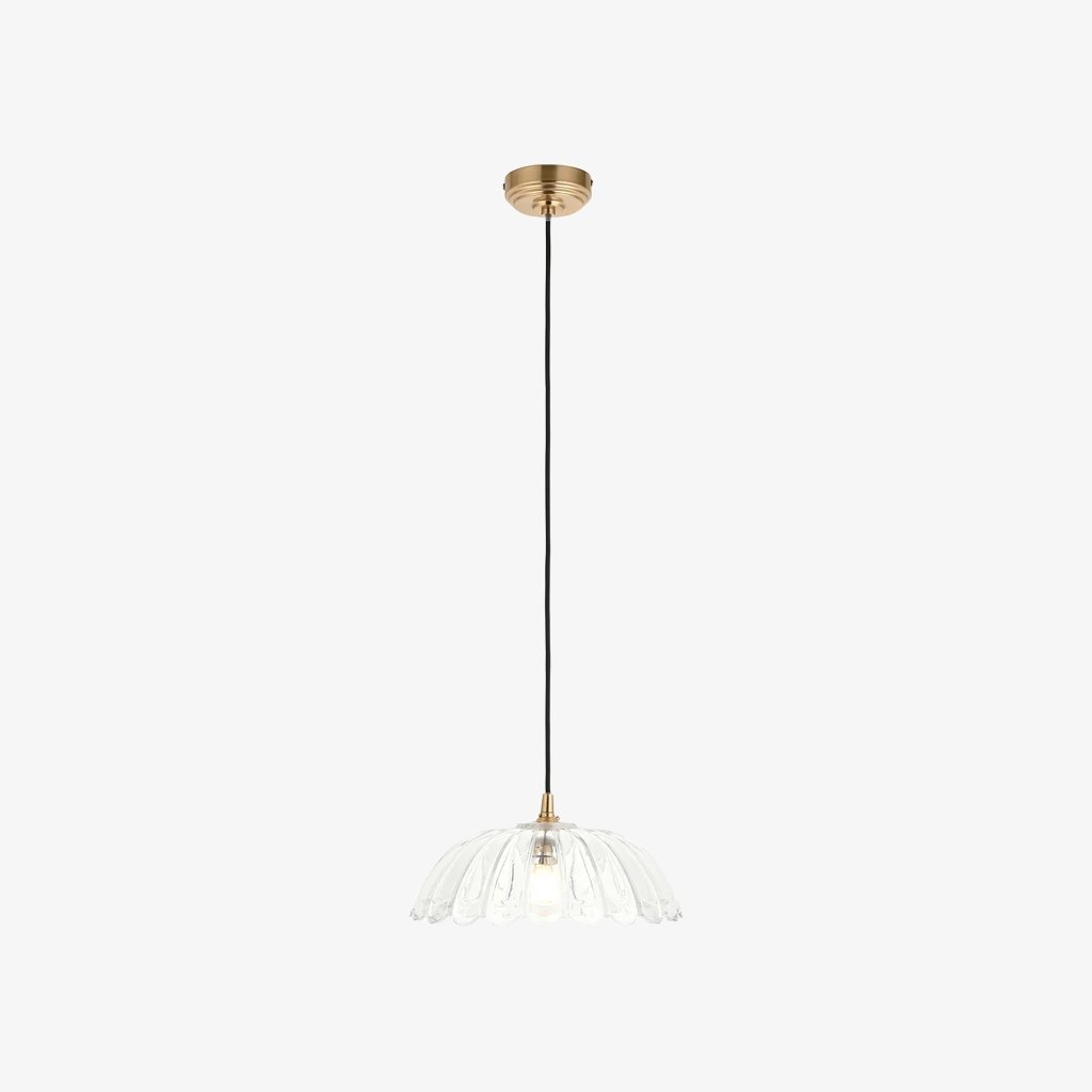 Floriaxis Floral Glass Pendant Light - Floral Glass Shade with Braided Cable for Kitchen or Dining