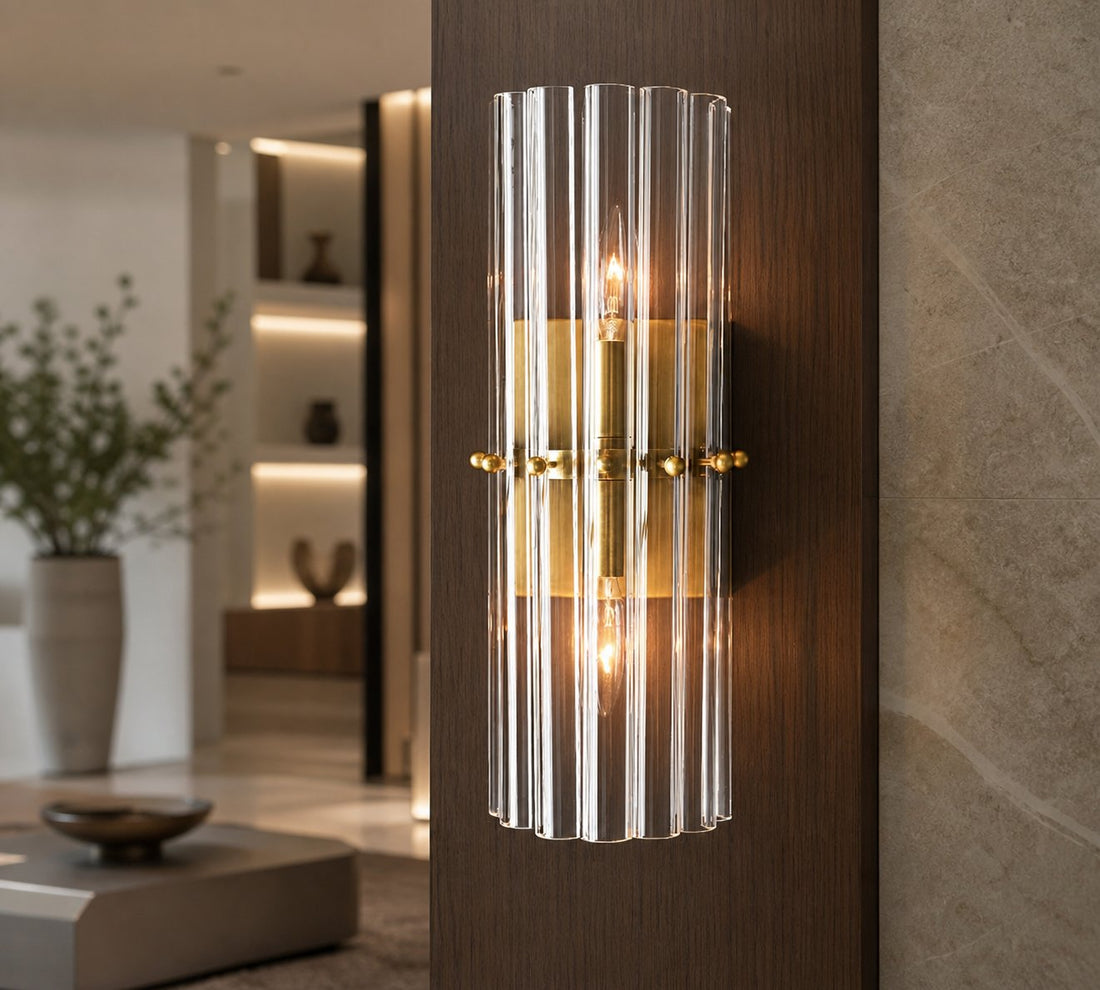 Lumora Crystal Wall Sconce – Elegant Lighting for Hallway & Bedroom